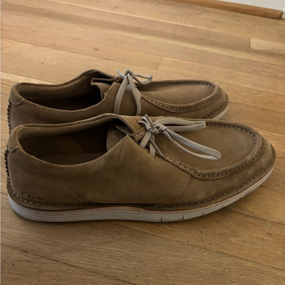 Clarks Tan Boat Shoes with Suede Upper